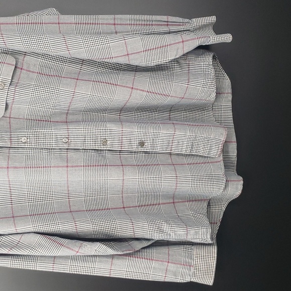 Stone Work Vintage Men's Navy White Red Plaid Button Down Dress Shirt - Picture 5 of 14